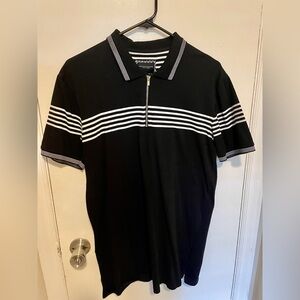 Denim & Flower Black & White Zipper Polo